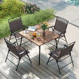Set of 4 Patio Folding Chairs Set Dining Chairs with Armrests