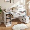 Sewing Table with Power Outlets Craft Station Desk with 2 Drawers Open Compartments