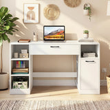 Sewing Table with Power Outlets Craft Station Desk with 2 Drawers Open Compartments