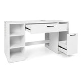 Sewing Table with Power Outlets Craft Station Desk with 2 Drawers Open Compartments