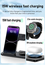 3 in 1 Wireless Charger Stand Pad For iPhone 15 14 13 12 X Max Foldable Fast Charging Station Dock For IWatch 8 7 SE AirPods Pro