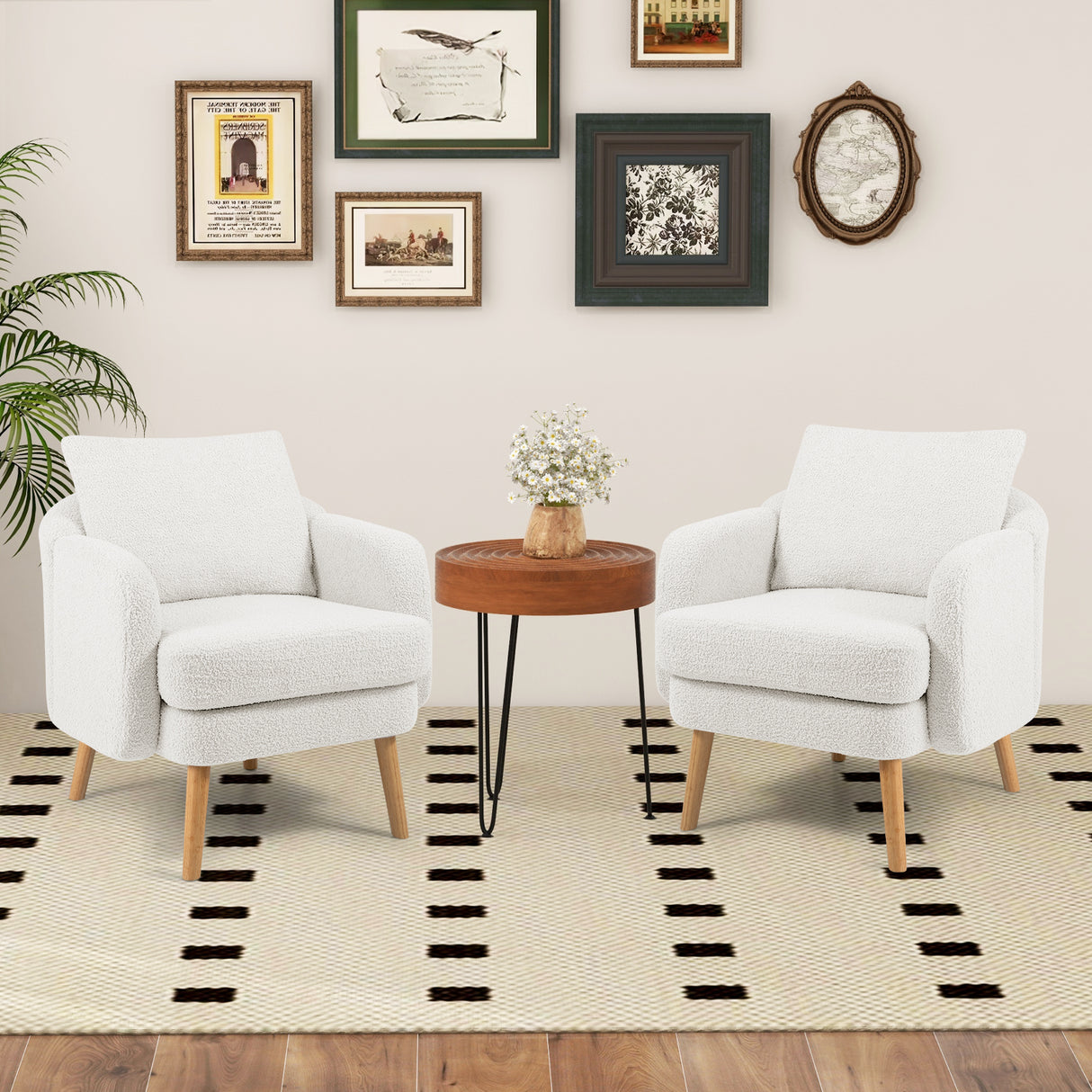Sherpa Accent Chair Modern Living Room Chair with Seat Cushion