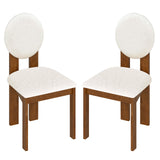 Sherpa Dining Chairs Set of 2 with Rubber Wood Legs for Living Room Restaurant-White