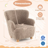 Sherpa Kids Sofa Comfy Toddler Armchair with Solid Rubber Wood Legs