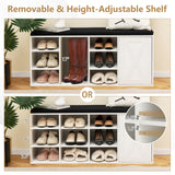 9-cube Adjustable Storage Shoe Bench with Padded Cushion