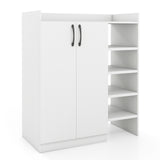 Shoe Cabinet with 2 Doors Shoe Storage Organizer with 2 Adjustable Inner Shelves-White