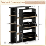 Shoe Cabinet with Open Shelves Modern Shoe Organizer with 3 Flip Drawers