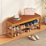 Shoe Rack Bench with Storage 2-Tier Rubberwood Entryway Bench with Flip-Open Storage