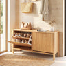 Shoe Storage Bench Narrow Wooden Entryway Bench with 2 Flip Drawers