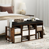 Shoe Storage Bench with Umbrella Stand 10-Cubby Entryway Shoe Rack Organizer