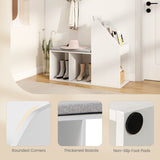 Shoe Storage Bench with Removable Seat Cushion and 6 Storage Compartments-White