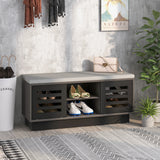 Shoe Bench with 6 Storage Compartments and 3 Adjustable Shelves-Gray
