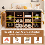Shoe Storage Bench with Umbrella Stand and Adjustable Shelf