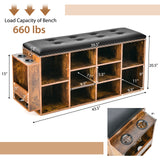 Shoe Storage Bench with Umbrella Stand and Adjustable Shelf