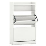 Shoe Storage Cabinet Hidden Shoe Rack with 2 Flip Drawers Adjustable and Removable Shelves-White