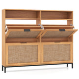 Shoe Storage Cabinet with 4 Flip Drawers Narrow Freestanding Shoe Organizer with Adjustable Shelves