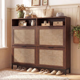 Shoe Storage Cabinet with 4 Flip Drawers Narrow Freestanding Shoe Organizer with Adjustable Shelves