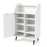 Shoe Storage Cabinet with 2-Tier Open Compartment and 4-Tier Adjustable Shelf-White