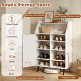 Shoe Storage Cabinet with 2-Tier Open Compartment and 4-Tier Adjustable Shelf-White