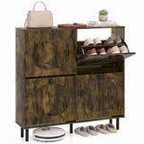 Shoe Storage Cabinet with 4 Flip Drawers and Aluminum Legs for Foyer and Hallway