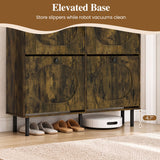 Shoe Storage Cabinet with 4 Flip Drawers and Aluminum Legs for Foyer and Hallway