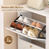 Shoe Storage Cabinet with 4 Flip Drawers and Aluminum Legs for Foyer and Hallway