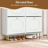 Shoe Storage Cabinet with 4 Flip Drawers and Aluminum Legs for Foyer and Hallway