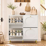 Shoe Storage Cabinet with 4 Flip Drawers and Aluminum Legs for Foyer and Hallway