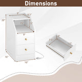 Side End Table with Charging Station Sofa Couch Table with Shelf Drawers