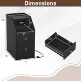 Side End Table with Charging Station Sofa Couch Table with Shelf Drawers