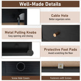 Side End Table with Charging Station Sofa Couch Table with Shelf Drawers