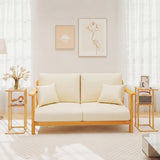 Side Table Set of 2 with Storage Shelves and Bamboo Construction-Natural