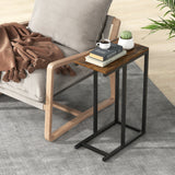C-shaped Side Table with Heavy-duty Metal Frame