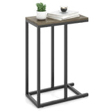 C-shaped Side Table with Heavy-duty Metal Frame