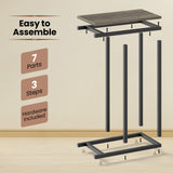 C-shaped Side Table with Heavy-duty Metal Frame