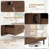 Sideboard Buffet Cabinet Rustic Farmhouse Coffee Bar Table with 2 Rattan Doors and 3 Drawers