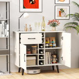 2-Door Buffet Sideboard with 6-Bottle Wine Rack Drawer