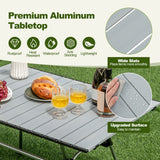 Folding Heavy-Duty Aluminum Camping Table with Carrying Bag-Silver