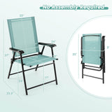 2 Set of Patio Dining Chair with Armrests and Metal Frame
