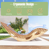 Slatted Acacia 2-Seat Patio Dual Rocker Sunbed Wood Lounger with Ergonomic Curved Seat