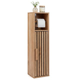 Slim Bathroom Cabinets Freestanding Toilet Paper Holder Stand with Door-Natural