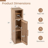 Slim Bathroom Cabinets Freestanding Toilet Paper Holder Stand with Door-Natural