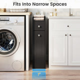 Small Bathroom Storage Cabinet 4-Tier Narrow Toilet Side Storage Cabinet with Slide Out Drawers on Casters