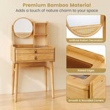 Small Vanity Desk 23.5 Inch Compact Makeup Table with Mirror-Natural