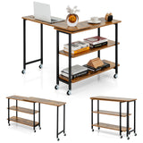 360Â° Rotating Sofa Side Table with 2-Tier Storage Shelves