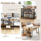 360Â° Rotating Sofa Side Table with 2-Tier Storage Shelves