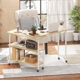 360Â° Rotating Sofa Side Table with 2-Tier Storage Shelves