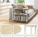 360Â° Rotating Sofa Side Table with 2-Tier Storage Shelves