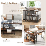 360Â° Rotating Sofa Side Table with 2-Tier Storage Shelves