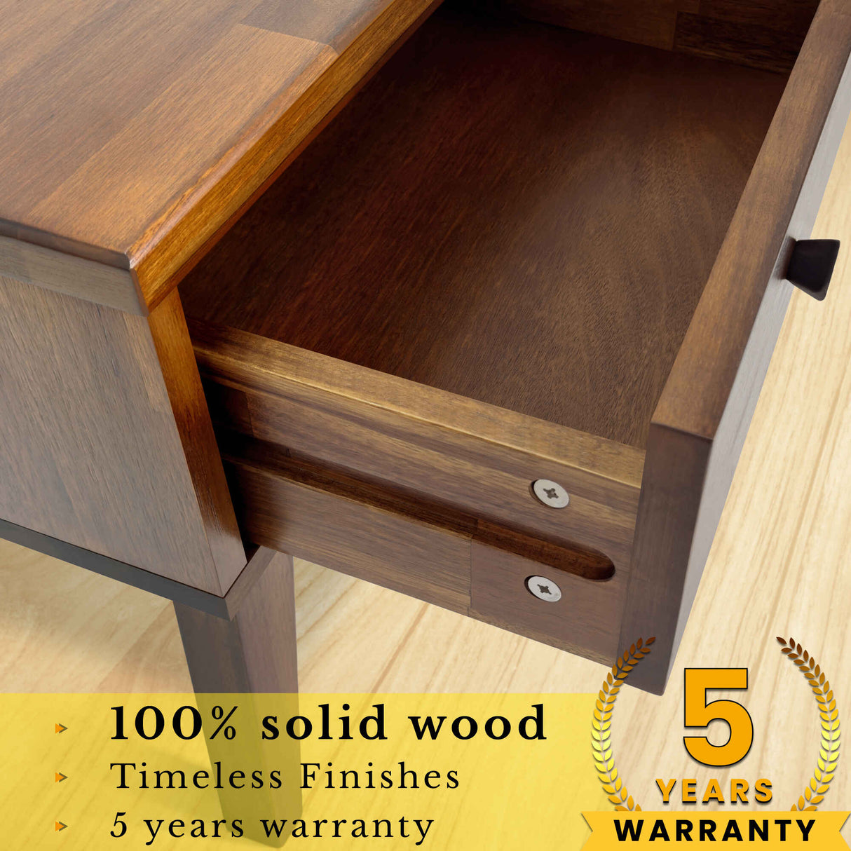 Acacia Sofia 1-Drawer Solid Wood Nightstand